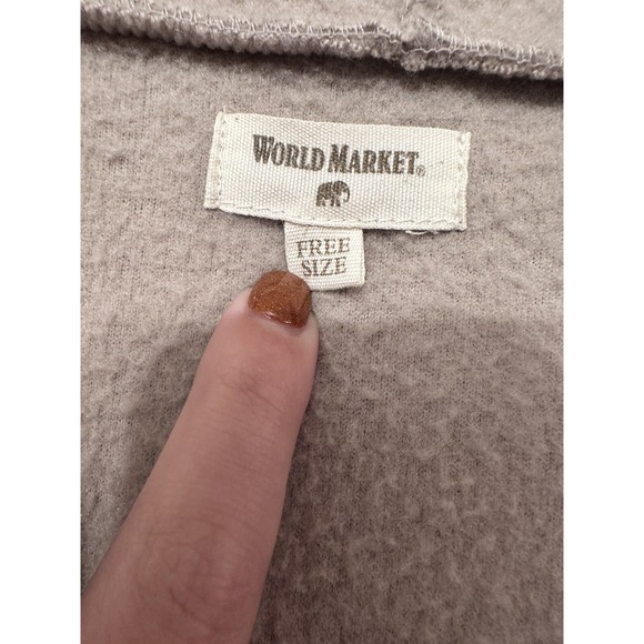World‎ Market Duster Women's One Size Cardigan Coat Zip Wide Sleeve Gray Taupe - Picture 9 of 10
